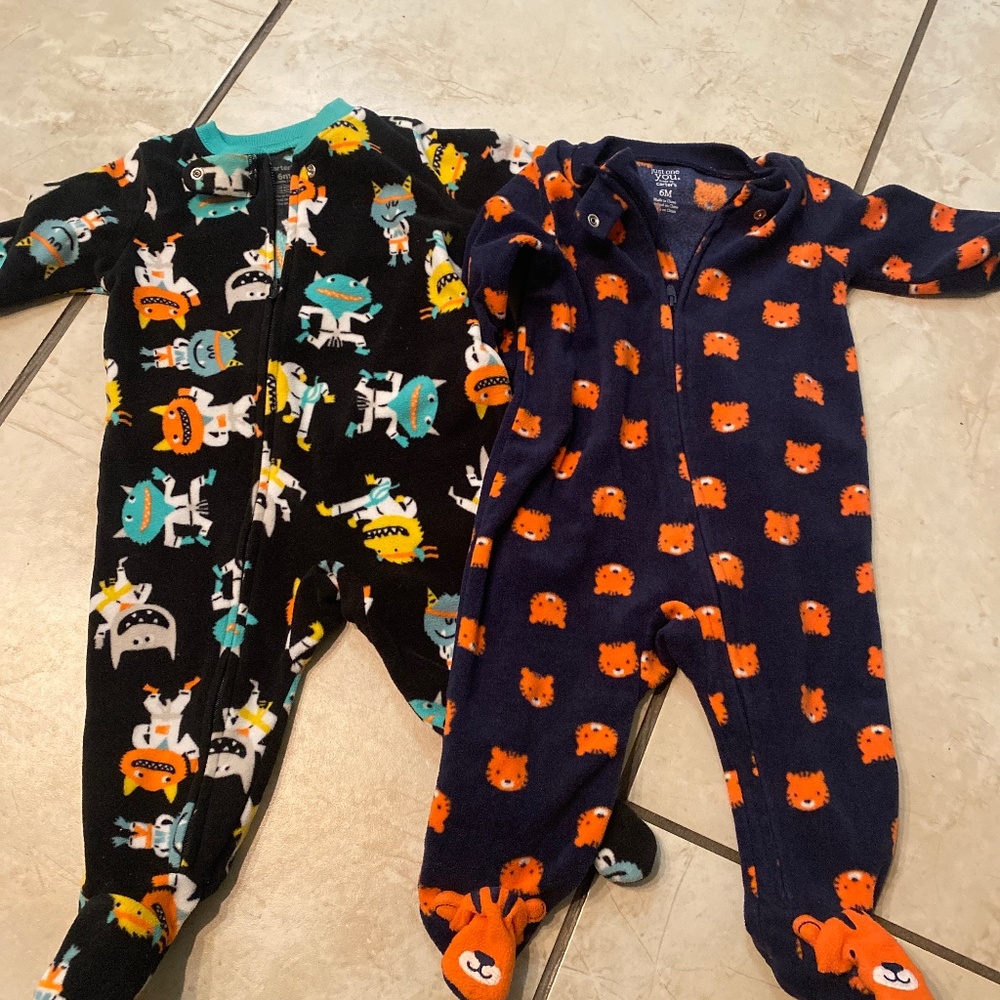 Carters fleece zip up footies